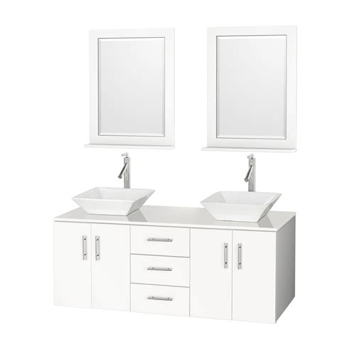 Additional benefit of a double bathroom vanity is that it offers you with a significant volume of storage space. Arrano 55" Double Bathroom Vanity - White with Vessel ...
