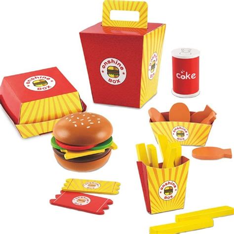 Wooden Burger Food Box Play Set 26 Pieces Appuworld