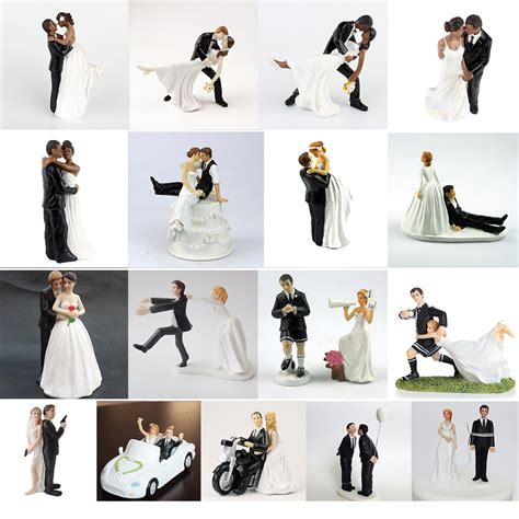 Romantic Black Groom Bride Marry Resin Figurine Wedding Cake Topper