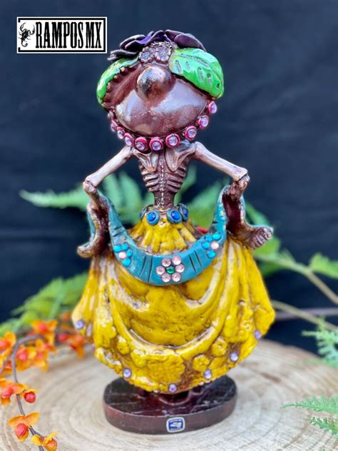 Large Catrina Statue Skeleton Mexican Ceramic Hand Painted Etsy