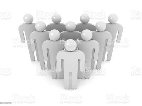 Group Of Schematic Gray People On White Background Stock Photo