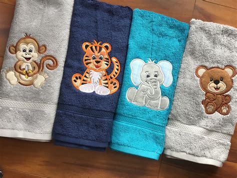 Personalized Kids Hand Towels In Baby Animal Series Order One Etsy