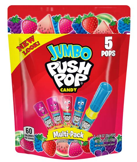 Push Pop Jumbo Lollipop Candy Assortment Strawberry Blue Raspberry