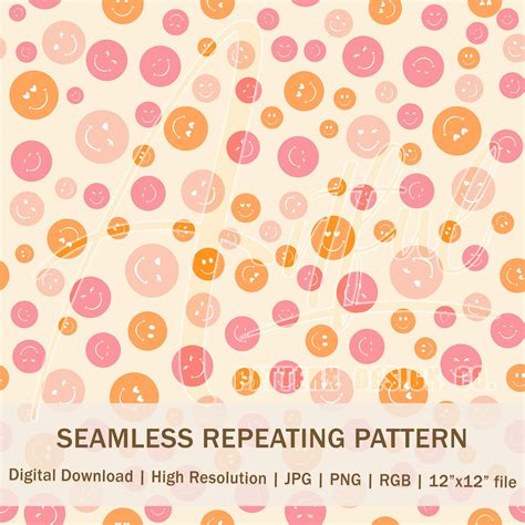 Retro Smiley Face Seamless Pattern Seamless Happy Face Pattern Seamless