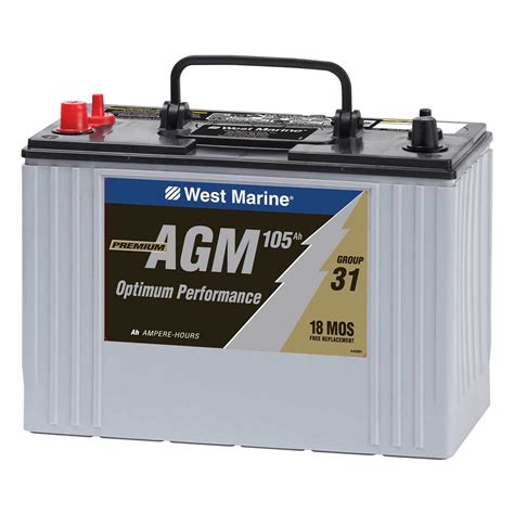 Group 31 Dual Purpose Agm Battery 105 Amp Hours West Marine