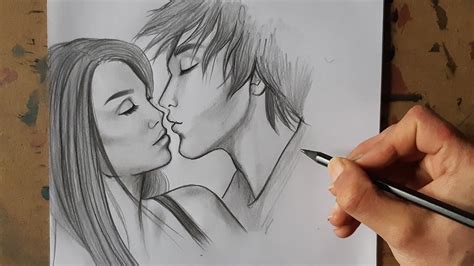 How To Draw A Sketch Of A Boy And Girl Going To Kiss Each Other Step