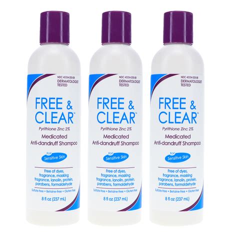 Free And Clear Medicated Anti Dandruff Shampoo 8 Oz 3 Pack Walmart
