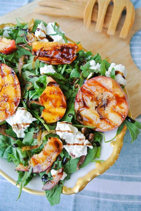 Grilled Peach Arugula Salad With Balsamic Glaze Grilled Peaches Recipe
