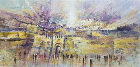 Original Oil Painting Foggy Morning In Jerusalem By Alex Levin