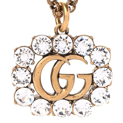 Gucci Crystal Embellished Double G Necklace Aged Gold 745506 Fashionphile