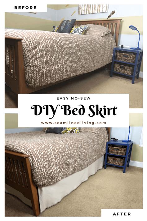Meila bed skirt three fabric sides elastic wrap around dust ruffled solid bed skirts easy on/easy off 16 inch tailored drop, white, queen/king. How to Make a DIY Bed Skirt (No-Sew Project) | Seamlined ...