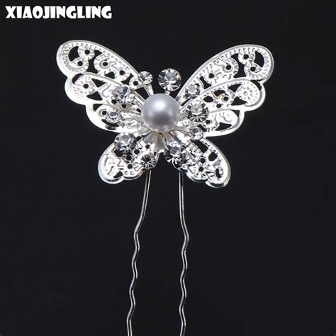 Xiaojingling Vintage Fashion Floral Flower Wedding Butterfly Hair Clips White Red Bride Hairdisk