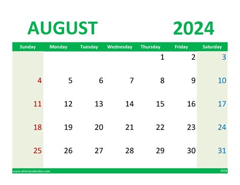 Free Printable August Calendar Monthly Calendar
