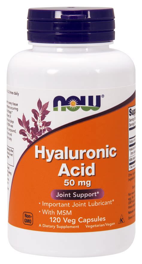 Now Supplements Hyaluronic Acid 50 Mg With Msm Joint Support 120