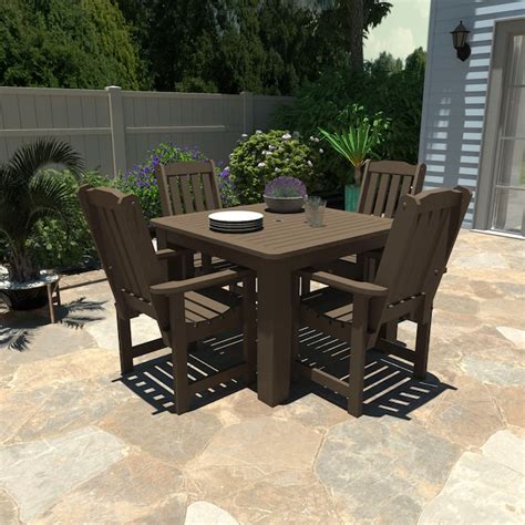 Highwood The Lehigh 5 Piece Brown Patio Dining Set With 4 Stationary
