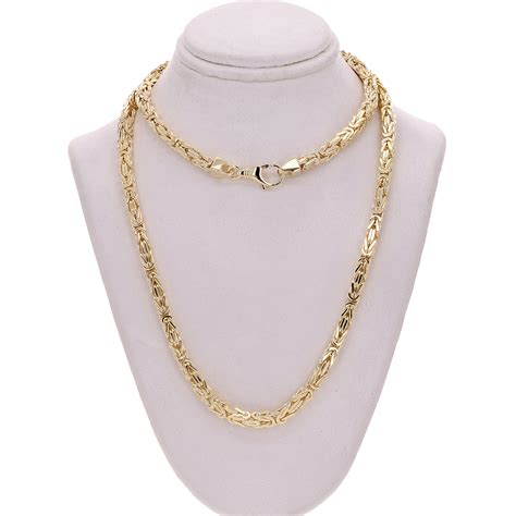 Italian 14k Yellow Gold Solid Square Byzantine Chain Necklace 22 4mm