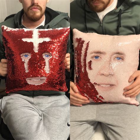 Nicolas Cage Face Sequin Pillow Sequin Pillowcase Two Etsy