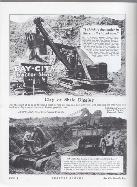 1920s Bay City Shovels Model R And K Tractor Shovel Facsimile Catalog Ca 1980