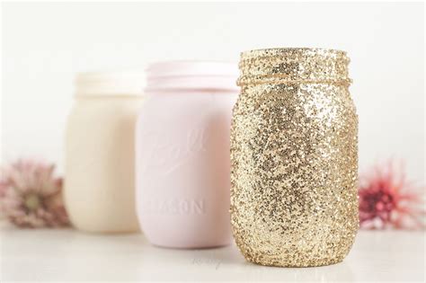 Gold Glitter Mason Jars Sprinkled And Painted At Ka Gold