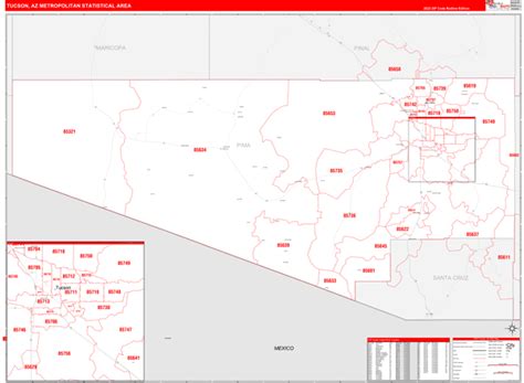 Tucson Metro Area Az Zip Code Maps Red Line