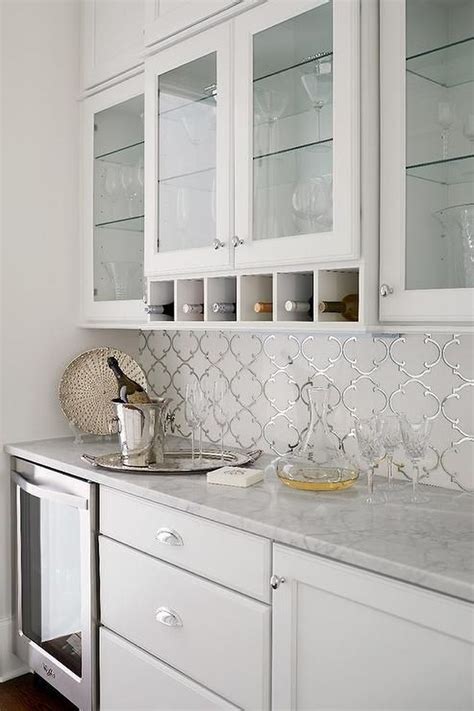 White Tile Kitchen Backsplash Modern White Glass Metal Kitchen