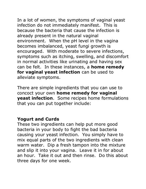Home Remedy For Vaginal Yeast Infection Treatment