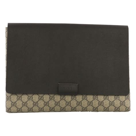 Gucci Envelope Clutch Gg Canvas And Leather Large At 1stdibs