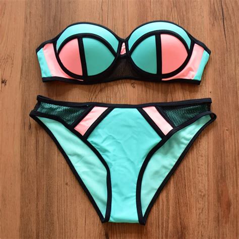 New Arrival Patchwork Women Lace Bikini Swimsuit Sexy 2016 Brazilian Thongs Bikini Sets Swimwear
