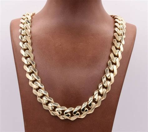 Pre Owned Bayam 15mm Mens Miami Cuban Royal Link Chain Necklace Box Clasp Real 10k Yellow Gold