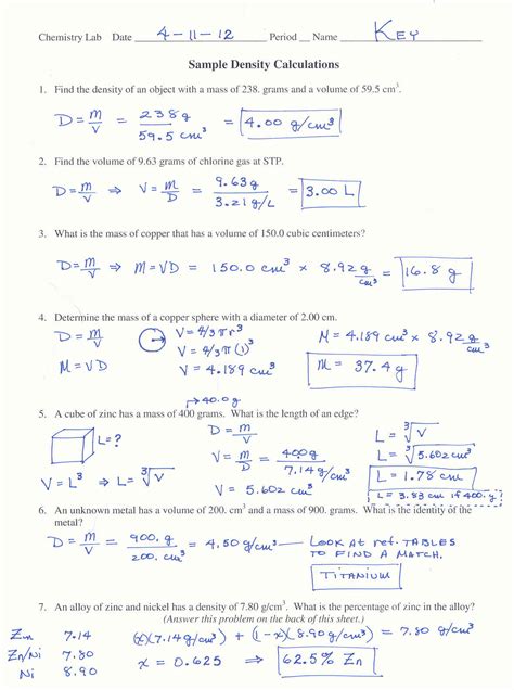 Mole Conversions Worksheets Answer Key