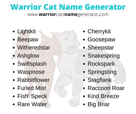 Warrior Cat Name Generator Warrior Cat Names Warrior Cats Name