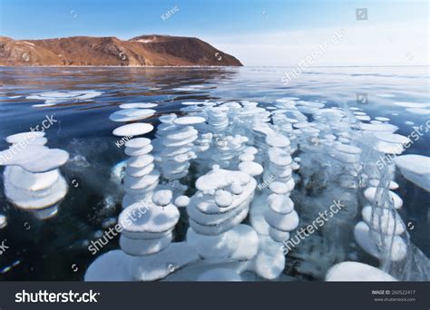 Baikal Lake Unusual Winter Landscape White Layered