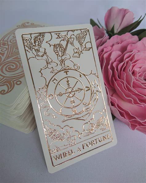 White Tarot Cards Pink Gold Foil With Lamination Tarot Rider Etsy