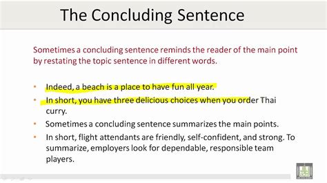 What Is An Example Of A Concluding Sentence Slideshare
