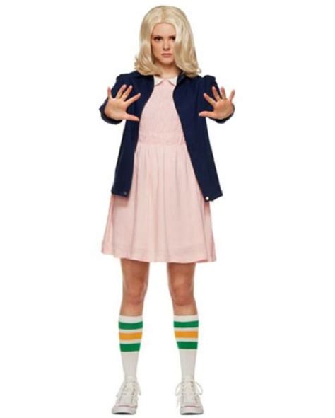 Girl Tween Stranger Things Eleven Complete Costume With Wig New