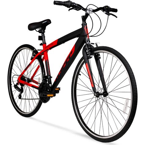 Hyper Bicycle 700c Mens Spin Fit Hybrid Bike Black And Red