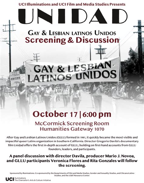 Unidad Gay And Lesbian Latinos Unidos Screening And Discussion Uci School Of Humanities