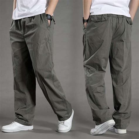 Big Size Casual Men Joggers Pants Straight Loose Wide Cargo Pants
