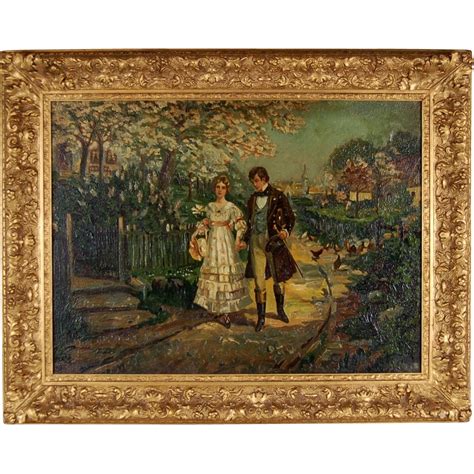 Circa 1900 Impressionist Oil Painting Handsome Young Couple Courting from colinreedantiques on ...