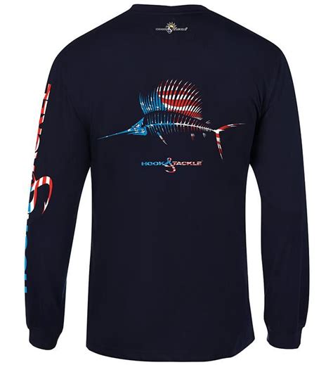 Mens American Sailfish Ls Uv Fishing T Shirt Hook And Tackle 1 Bass