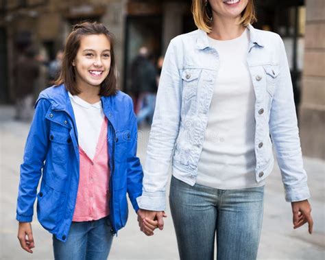 Mother And Daughter Walking Stock Image Image Of Walk Adult 249179041