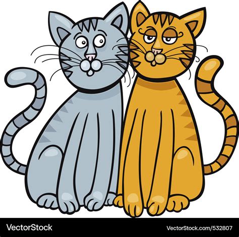 Cartoon Of Two Cats In Love Royalty Free Vector Image