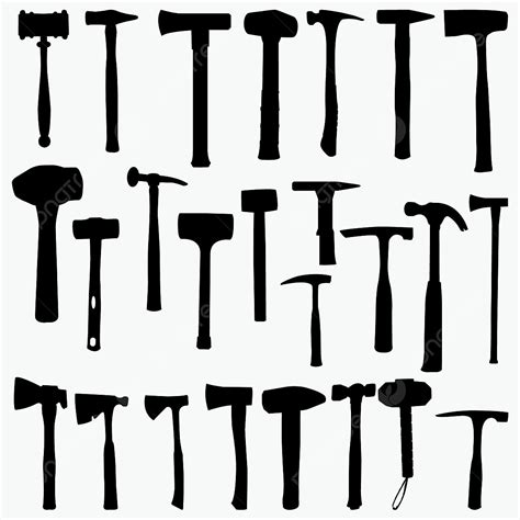 Hammer Silhouettes Adjustment Black Construction Png And Vector With