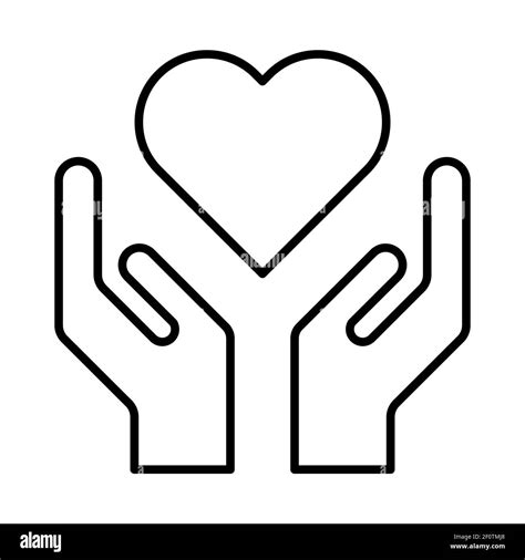 Hope Icon Human Hand With Heart Symbol Help And Protection Graphic
