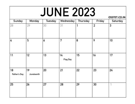 Free Printable June 2023 Calendar Holidays With Dates