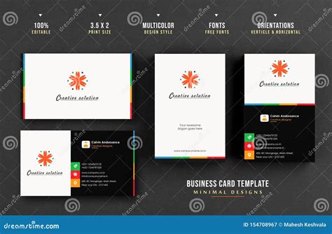 Elegant Corporate Multi Color Business Card Template Stock Vector