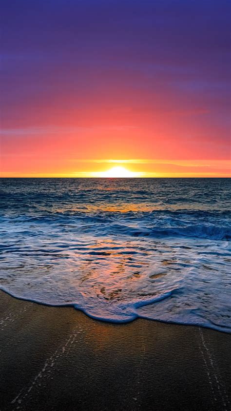 Free Download Sunset Beach Sky Sea Horizon Scnery 4k Phone Iphone