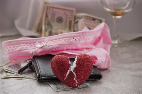 Love For Money Is Prostitution Crumpled Bed Underwear And Money As Payment For Sex
