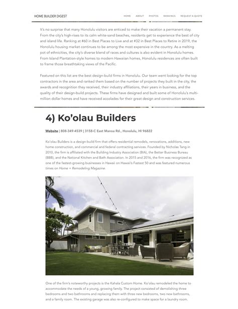 Best Design Build Firms In Honolulu Ko‘olau Builders Inc