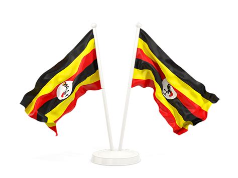 Two Waving Flags Illustration Of Flag Of Uganda